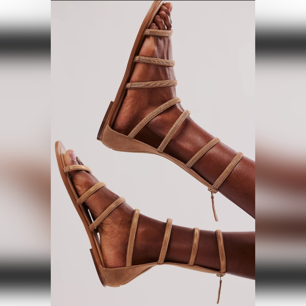 Free People Tan Strappy Sandals